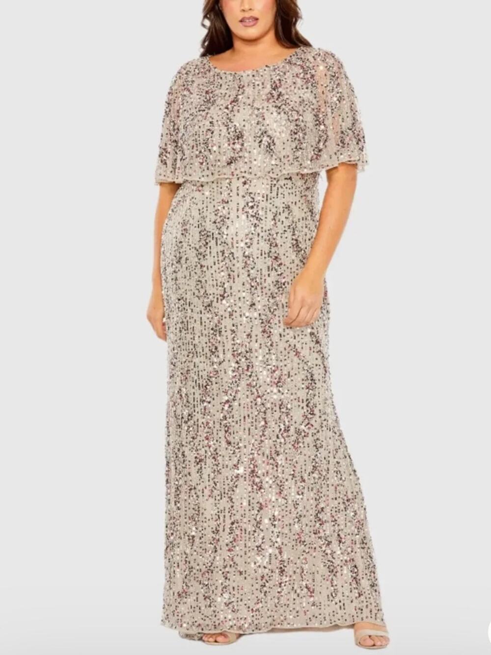 Mac Duggal Sequin Cape Dress Size 20